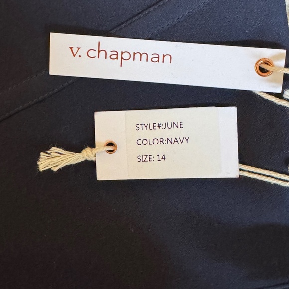 NWT V. Chapman Navy June Corset Jacquard Front-Slit Gown - Picture 4 of 5